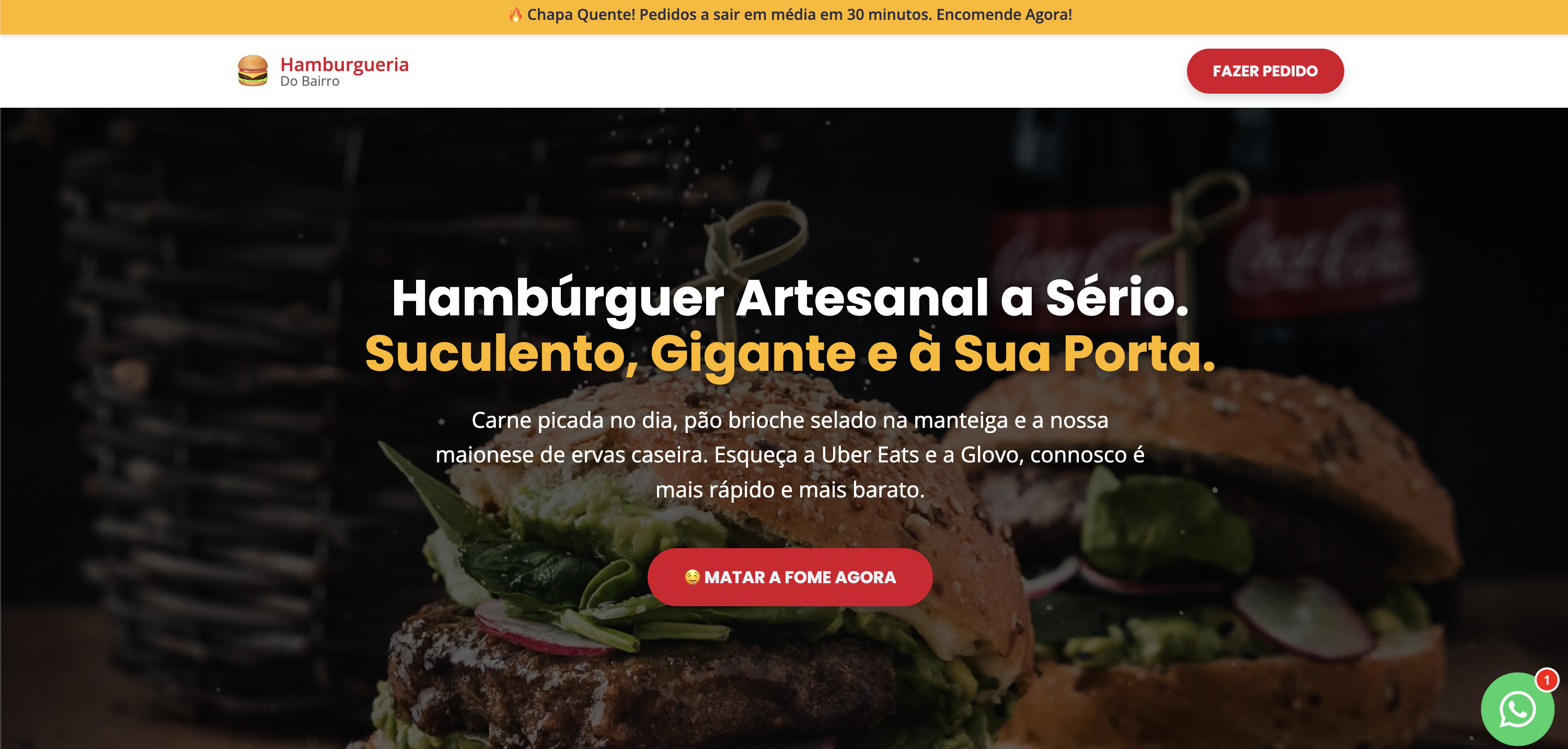 Cardápio Hamburgueria